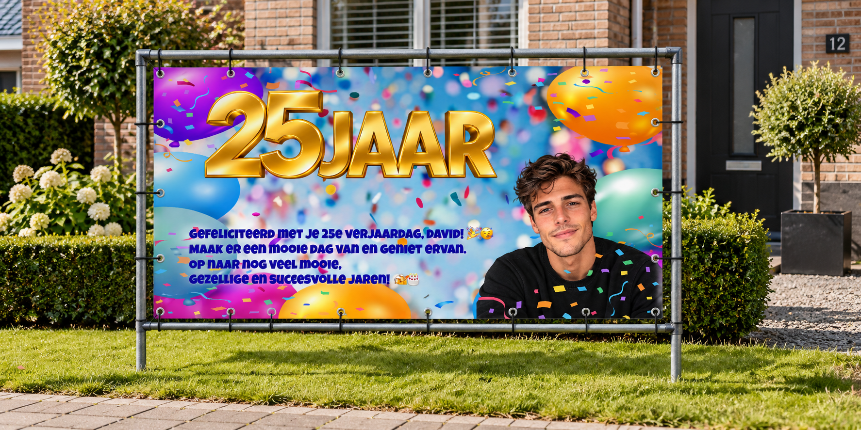 25 jaar spandoek - ontwerpen en bedrukken