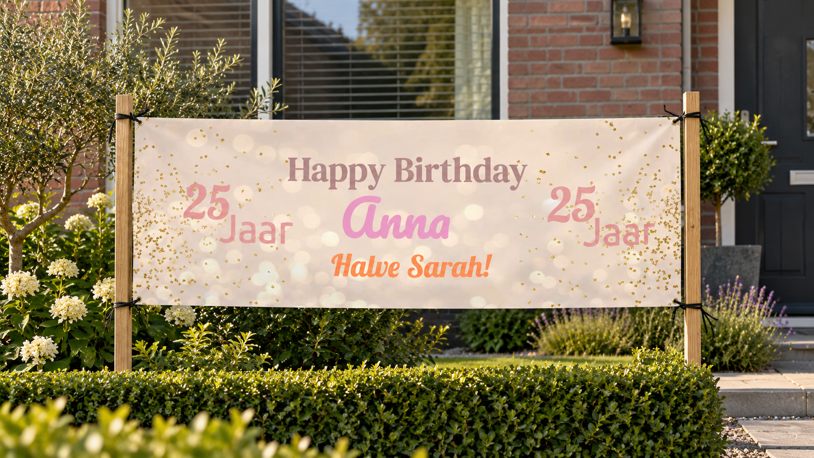 25 jaar spandoek - ontwerpen en bedrukken