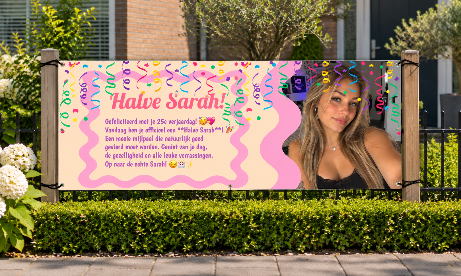 25 jaar spandoek - ontwerpen en bedrukken