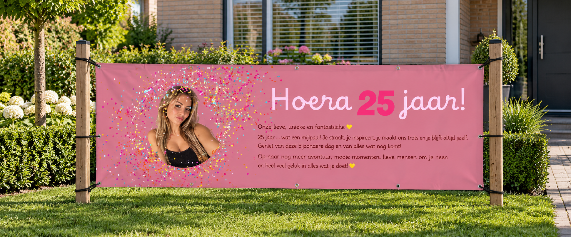 25 jaar spandoek - ontwerpen en bedrukken
