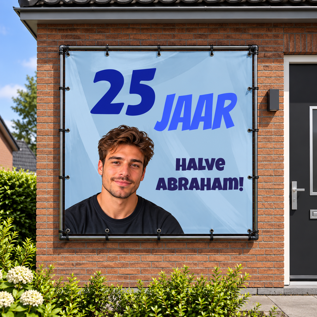 25 jaar spandoek - ontwerpen en bedrukken