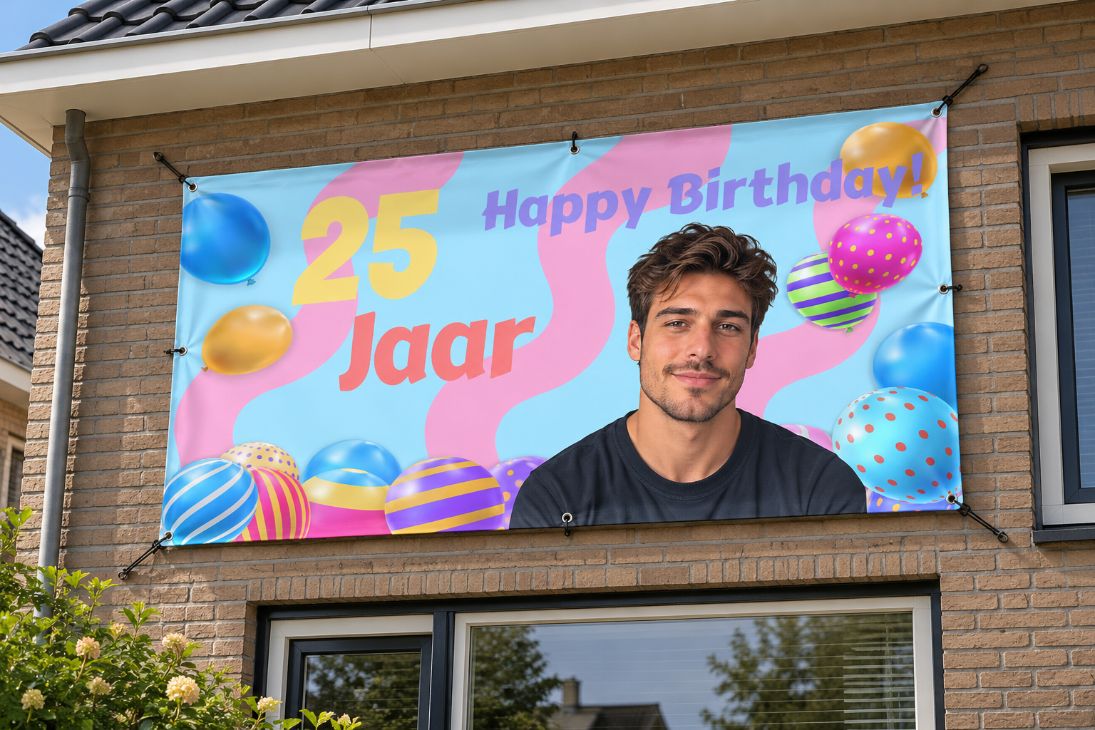 25 jaar spandoek - ontwerpen en bedrukken