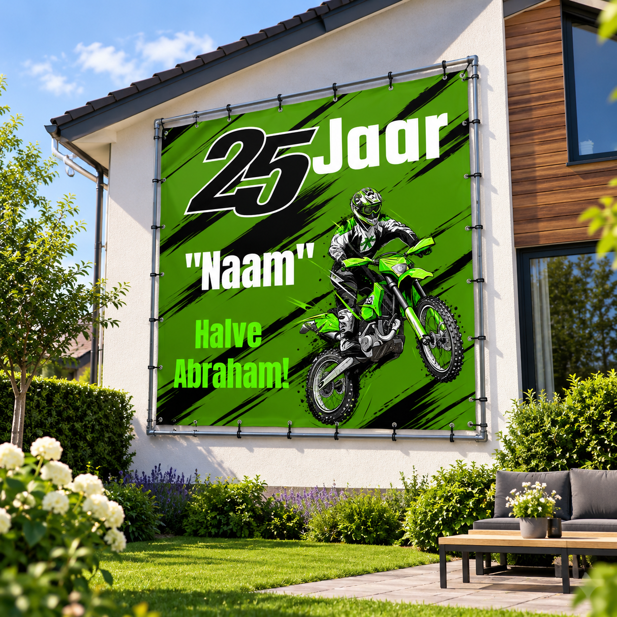 25 jaar spandoek - ontwerpen en bedrukken