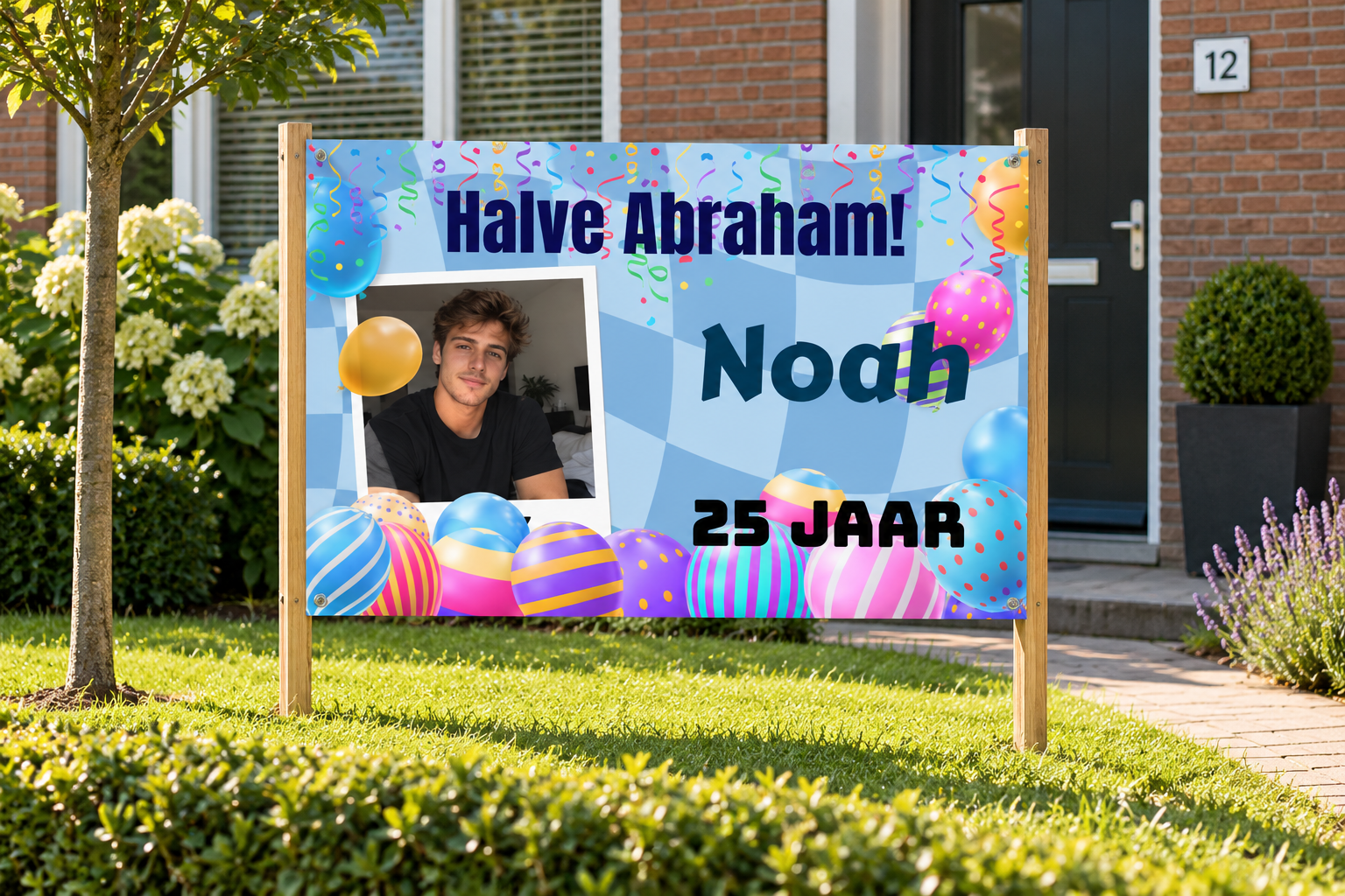 25 jaar spandoek - ontwerpen en bedrukken