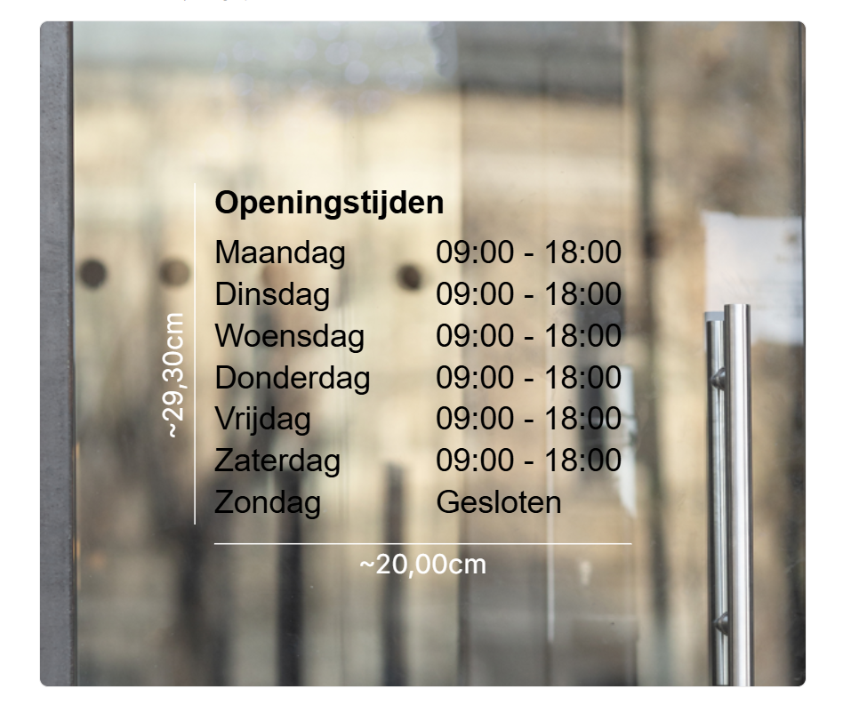 Openingstijden sticker